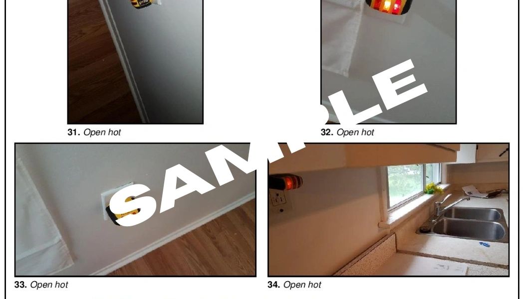 Sample inspection report page documenting electrical receptacle conditions