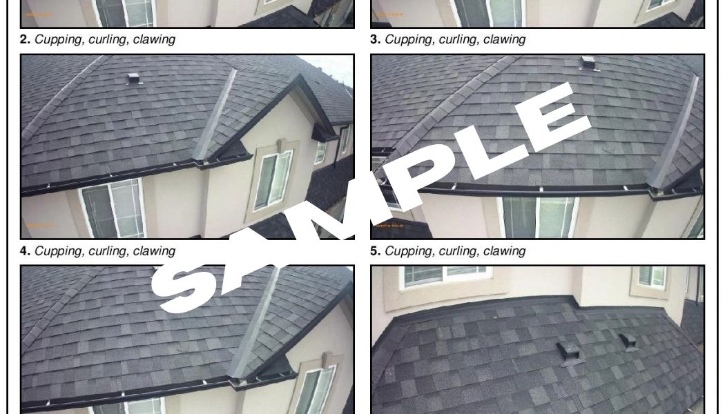 Sample inspection report imagery explaining roof shingle conditions